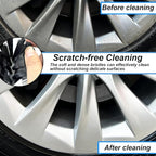 Wheel Brush Kit, Soft Drill Wheel Cleaner Brush, No Scratches Highly Dense Car Cleaning Brush Set for Wheels, Rims, Engines, Exhaust(White/Black,2Pcs)