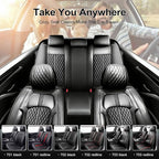 Fit Ridgeline Car Seat Covers for Honda Ridgeline 2007-2025 2026 - Premium Full Coverage Leather, Airbag Compatible, Waterproof & All Weather Seat Cushion Protector, Full Set, Black