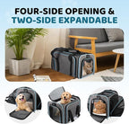Cat Carrier - Airline Approved Expandable Soft Side Pet Carrier, Collapsible Pet Travel Bag Carrier with Foldable Pet Bowl for Cat Small Animals Under 14LB, 17 * 11 * 11