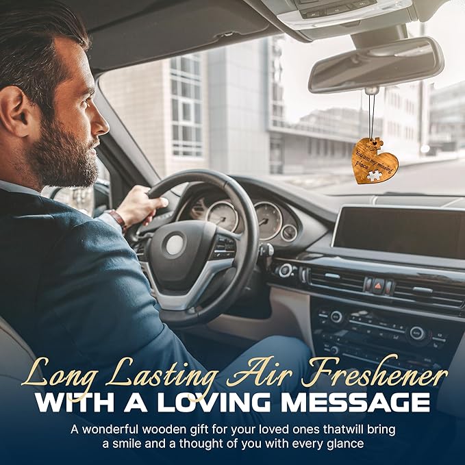 Car Fragrance for 365 Days Freshwood Puzzle Missing Piece ❘ I love you gift ❘ Rear View Mirror Wood Air Freshener ❘ Mirror Hanging Scent ❘ Car Decorative Pendants ❘ Handmade Gift Car Essentials