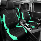 CAR PASS Leather Seat Covers, Breathable Universal Car Seat Cover Full Set for Cute Women Girly,Super 5mm Composite Sponge Inside,Airbag Compatible Fits Most Auto,SUVs,Trucks,Vans(Full Set,Black&Mint)