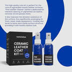 Leather Cleaner & Ceramic Coating Spray Kit: Long-Lasting Leather Protector for Tesla Vegan Leather, Car Seats, Furniture and Shoes – Universal Nano Ceramic Shield to Repel Dirt and Liquids