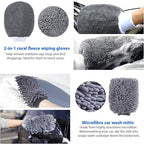 Car Washing Kit - Professional Car Wash Kit, Car Cleaning Kit with Bag & Car Detailing Set, Includes Car Wash Mitts, A Game-Changing Microfibre Drying Towel & Trio Of Brushes For A Deep Clean