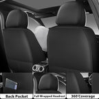 otoez Car Seat Covers Full Set, 5 Seats Leather Seat Cover for Car, Black Automotive Front and Back Seat Cushion Protector Waterproof and Non-Slip for Most Sedens Trucks SUVs, Black