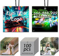100Pcs Bulk Custom Logo Car Air Freshener, Wholesale Personalized Double Sided Car Air Fresheners, Printed Commercial Logo/Photo with Scented Air Freshener(100 Square)
