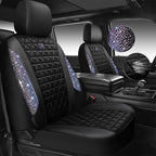 CAR PASS Bling Diamond Air Mesh Seat Cover Front Seats,Leather Seat Covers for Car Shining Glitter Sparkly,Automotive seat covers Universal Fit SUV Truck Cute Women Girl,Bedazzed Iridescent Rhinestone