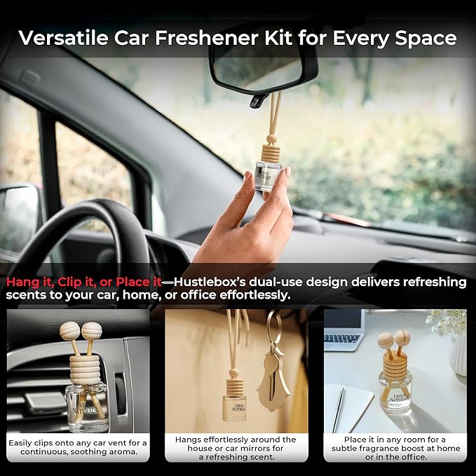 Mahogany Coconut Hanging Car Air Freshener and Essential Oil Diffusers with Vent Clips - 25-Pack Automobile Aromatherapy Diffuser Bottles - Kit Ideal for Resale, Gifts & Party Favors