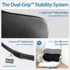 Lumbar Support Pillow for Car with Dual-Grip™ Stability System - Advanced Adaptive Memory Foam Back Pillow for Lower Back Pain Relief, Ergonomic Driving Seat & Office Chair Cushion, Black