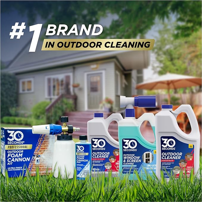 30 SECONDS Foam Cannon Soap – 16 fl. oz. Outdoor Cleaner for Siding, Decks, Driveways & More – Compatible with Most Foam Cannons for Pressure Washers & Garden Hose Sprayers