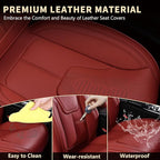 FLORICH Car Seat Cover Full Set, Red Automotive Seat Covers, Luxury Faux Nappa Leather Car Seat Protectors, Car Seat Cushions Universal Fit for Most Sedans SUVs Trucks - Red