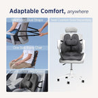 Lumbar Support Pillow for Office Chair - Ergonomic Lower Back Pillow with Adjustable SpineAlign™ Bolster, Firm Memory Foam Pillow for Car, Couch - Dual Straps, Light Grey (Light Grey)
