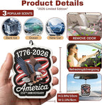 9Pcs USA 250th Anniversary Car Air Freshener, 1776-2026 Semiquincentennial Commemorative Hanging Ornament, Patriotic Double-Sided Scented Tablet, 2026 Independence Day Souvenir Gifts (Style 4)