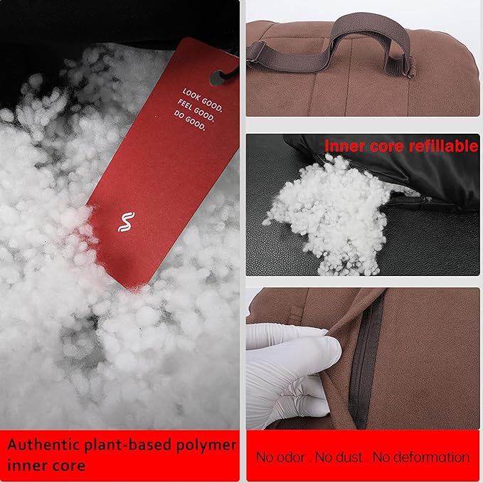 2pcs Car Neck Pillow for headrests,Support Drive Seats Head Cushion Pillows,Superfiber Suede,Plant-Based Polyester,Thickness & Height Adjustable,11.8x7.5,Inner Liner fillable (Black Color)