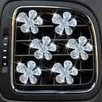Bling Flower Air Vent Clips, 6 Pcs Cute Daisy Air Fresheners, Diffuser With Rhinestone Interior Decoration Charm, Diamond Decor Accessories for Women Girls