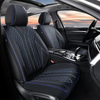 FLORICH Automotive Car Seat Covers Front Seat, Leather Car Seat Cover 2 Pack Waterproof Front Seat Covers Full Coverage Driver Seat Protector Universal Fit for Most Cars SUV Trucks, Black&Blue Line