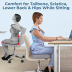 5 STARS UNITED Seat Cushion - Memory Foam Chair Cushion for Tailbone Pain Relief - Ergonomic Support for Coccyx, Sciatica & Butt - Office, Desk & Gaming Chair, Car Seat, Wheelchair, Airplane, L Gray