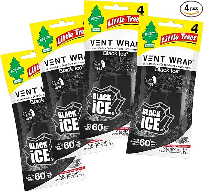 Little Trees Vent Wrap Air Freshener 4-Packs Car Air Freshner (Black Ice)