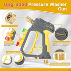 Foam Cannon Gun Dual Connector Accessory for Pressure Washer, Double Tip Attachment Soap Cannon with Power Washer Short Gun, Car Wash Foam Gun Kit, 1/4" Quick Connect, 5 Nozzle Tips