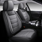 Full Coverage Faux Leather Car Seat Covers Full Set,Automotive Seat Covers for Cars,SUVs Pick-up Truck, Car Seat Cushion, Black and Grey Seat Covers for 5 Seats