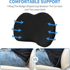 Car Seat Cushion for Car Seat Driver- Memory Foam Car Seat Cushions for Driving - Low Back & Tailbone Pain Relief Car Seat Pad (Black)