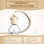 BBTO 50 Pcs Hanging Car Air Freshener Car Diffuser Bottles Empty Glass Perfume Bottle Freshener Diffuser Bottle Pendant for Essential Oil Fragrance Aromatherapy Ornament(Rhombus)