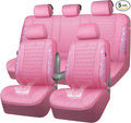 CAR PASS Pink Oxford Bling Diamond Car Seat Covers Full Set Interior Sets, Waterproof Shining Glitter Sparkly Crystal Universal Armrest Fit 95% Automotive Truck SUV Cute Women Girl, Pink Rhinestone