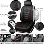 CAR PASS 3D Foam PU Leather Car Seat Covers, Universal Seat Covers Front 2 for Trucks SUV Sedan Automotive Seat Covers Armrest Airbag Compatible Waterproof Comfortable Faux Nappa Leather Black Red