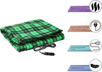 Heated Blanket - 12-Volt Electric Blanket for Car, Truck, SUV, or RV - Portable Winter Car Accessories for Camping or Travel by Stalwart (Green and Black Plaid)