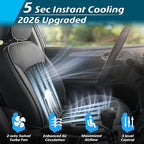 Paffenery 2026 Upgraded Cooling Car Seat Cover Front Seat, 12V-24V Ventilated Cooling Car Seat Cushion, Cooled Seat Cover for Car SUV Truck Universal Fit, Midnight Black