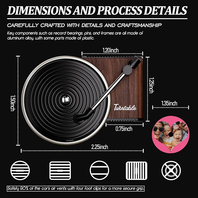 WOCOCN Customized Photo Car Air Freshener, Double-Sided Record Player Design, Unique Turntable Vinyl Shape,Meaning Gifts for Dad, Mom, Friends, Colleagues（9pcs）