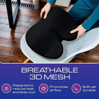 Ergonomic Seat Cushion - Memory Foam Chair Cushions | Gaming Chair Cushions | Office & Car Seat Cushion with Heat Reducing 3D Mesh | Office Chair Cushion for Back Pain - Pain Relief