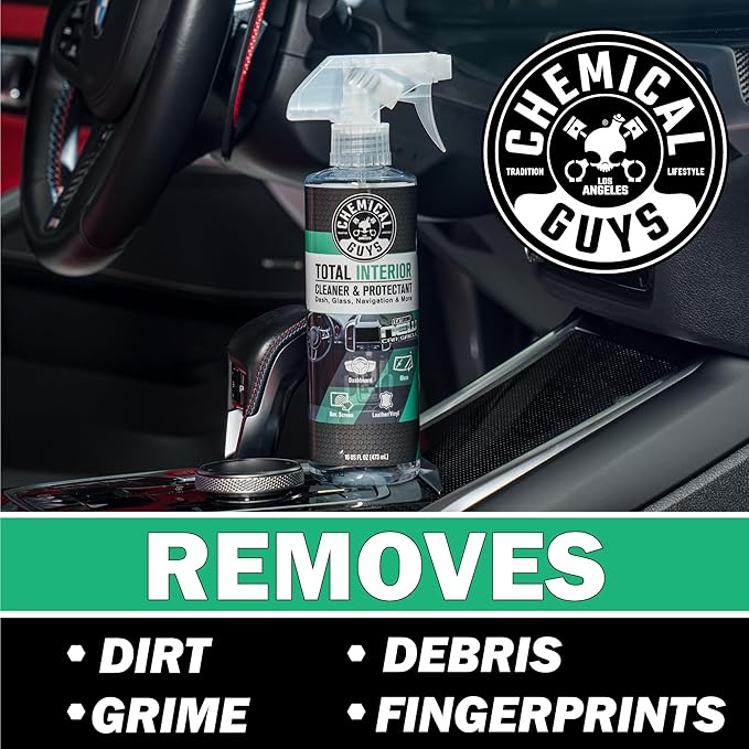 Chemical Guys Total Interior Cleaner & Protectant - New Car Scent, Car Cleaning Spray, Cleans and Protects Leather, Vinyl, Plastic, Rubber, and Glass, Safe for Trucks, SUVs, Jeeps, RVs & More - 16 oz