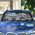 Elephant Window Shade for Car Elephant Windshield Sunshade Blocks UV Rays Visor Protector Indian Accordion Folding Sun Reflector Auto Sunshade for Car Truck SUV