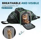Cat Carrier - Airline Approved Expandable Soft Side Pet Carrier, Collapsible Pet Travel Bag Carrier with Foldable Pet Bowl for Cat Small Animals Under 14LB, 17 * 11 * 11