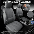 CAR PASS Nappa Leather Seat Covers Full Set, 3D Foam Faux Leather Car Seat Covers with Lumbar Support, Water Resistant Grey Seat Covers Car seat Cover Universal Fit for Cars SUV Truck Vehicles, Gray