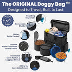 The Original Doggy Bag™ - Complete Dog Travel Bag for Supplies with 2 BPA-Free Travel Dog Bowls & 2 Pet Food Containers - Traveling Kit for Road Trips, Camping, Weekend Away or Doggy Gift: Charcoal