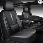 CAR PASS Nappa Leather Seat Covers Front, 3D Foam Support Water Resistant Faux PU Gray Leather Car Seat Covers 2 Pcs, Comfort & Universal Fit for Cars SUV Truck Most Vehicles (Black and Gray)