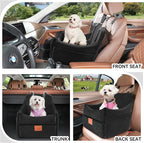 Dog Car Seat for Small/Medium Dogs, Dog Booster Car Seats with Thick Cushion for Dogs Under 35lbs, Detachable Washable Pet Carseat with Storage Pockets, 2 Safety Belts(Black)