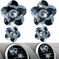 Bling Flower Air Freshener Vent Clips Car Accessories, 4Pcs Rhinestone Flower Sparkly Air Vent Clips for Fresheners Car Decoration, Airs Freshener Vents Clip for Women Gifts