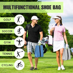 2 Pcs Smell Proof Cleat Bag for Sports, 4 Layer Odor Absorbing Soccer Football Baseball Golf Shoe Bag, Waterproof Mud Resistant Shoe Storage Pouch Fits up to Size 14 (Gray,Blue)