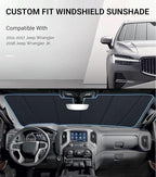 Windshield Sunshade for Jeep Wrangler 2011-2017, Wrangler JK 2018 Front Window Shade- Safeguard