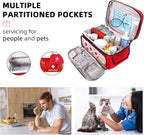 First Aid Bag Empty, 5-Set with Large Medical Organizer, 3 Portable Pouches & Hanging Bag for Home Car Travel Camping Office School Outdoor Adventure Medical Supplies,Pet First Aid Kits (Red)