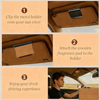 Car Air Freshener Wood Air Freshener - Car Odor Eliminator for Visor Clip Auto Accessories - Metal Clip - Essential Oils - Clean Ingredients - Teak Scent Starter Kit3PCS（Cabana/pine/amber）