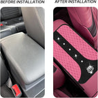 Pink Bling Car Console Cover Hot Pink Arm Rest Center Console Cushion Pad, Universal Anti-Slip Leather Armrest Box Decor Protector with Crystal Sparkling Rhinestone Car Accessories(Pink)