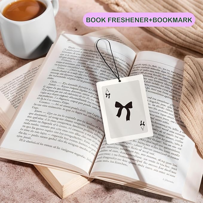 Cute Black Bow Air Freshener for Car, Trendy Retro Queen Ace Card Guest Check Air Freshener Hanging 3 Pcs for Cars Closet Drawer or Books, Girly Preppy Car Accessories Mirror Decor for Women