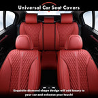 Coverado Car Seat Covers Full Set, Waterproof Nappa Leather Seat Covers for Cars, Front and Back Car Seat Protector, Luxury Car Seat Covers, 5 Seats Universal Red Car Seat Cover Fit for Most Cars