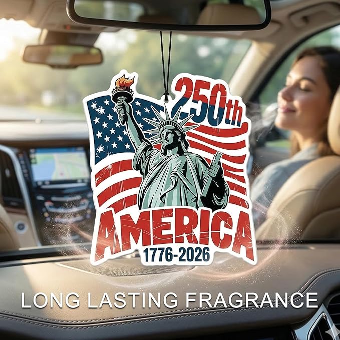 9Pcs USA 250th Anniversary Car Air Freshener, 1776-2026 Semiquincentennial Commemorative Hanging Ornament, Patriotic Double-Sided Scented Tablet, 2026 Independence Day Souvenir Gifts (Style 2)