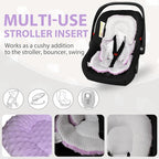 Infant Carseat Insert, 2-in-1 Reversible Baby Car Seat Cushion for Newborn Toddler Head & Body Support Car Seat Pad for Carseats, Strollers, Swings, Bouncers(Purple)