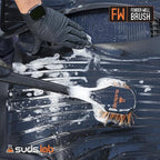 Suds Lab FW Fender Well Brush, Car Wash Brush, Long Handle Tire Cleaner for Car Detailing, 18 Inch, Soft Bristles, Non-Slip Grip, Black