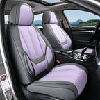 Coverado Seat Covers, Car Seat Covers Front Seats, Leather Seat Covers for Cars, Car Seat Protector Waterproof, Gray Car Seat Cushion, Front Carseat Cover Universal Fit for Most Cars Purple